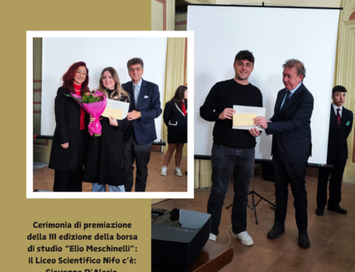 Cerimonia di premiazione della III edizione della borsa di studio “Elio Meschinelli”: il Liceo Scientifico Nifo c’è.